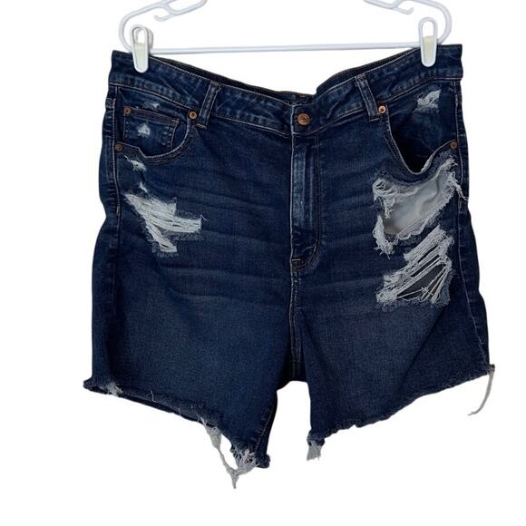 American Eagle Super Hi-Rise Shortie Denim Size 20 Distressed Next Level Stretch - Picture 1 of 11
